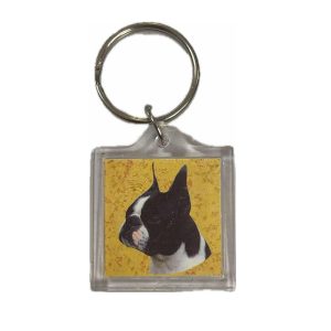 Boston terrier képes kulcstartó